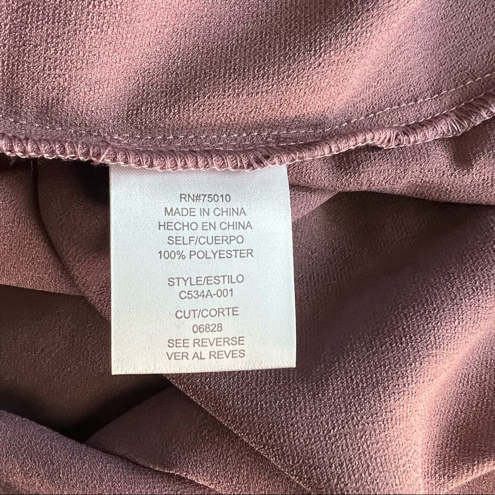 Crescent and Willough Blouse Mauve Ruffle Cuff Sleeves with Tie Keyhole Back L - Picture 7 of 8